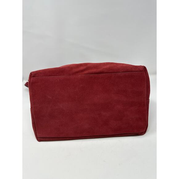 Sundance Origami Red Leather Suede Made in Italy Hobo Slouch Shoulder Bag Purse - Picture 5 of 9